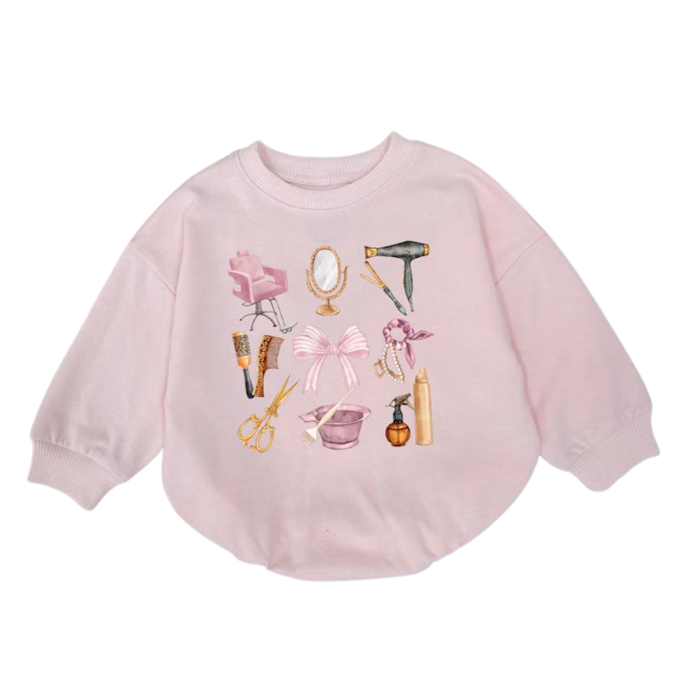 Hair Dresser Baby Romper Sweatshirt, Hairstylist Baby Romper Sweater BB0485