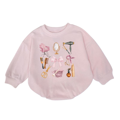 Hair Dresser Baby Romper Sweatshirt, Hairstylist Baby Romper Sweater BB0485