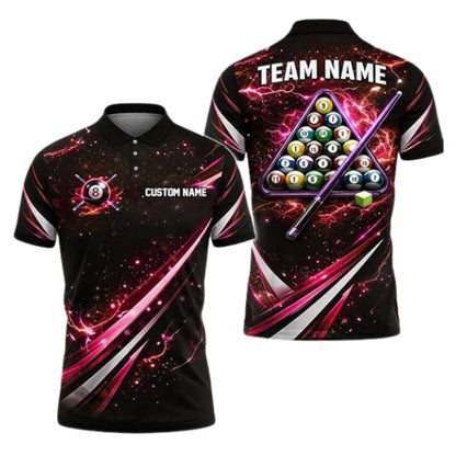 Custom Thunder Lightning Blue Billiard Polo Shirt Men, Custom Billiard Team Shirts BIZ0282