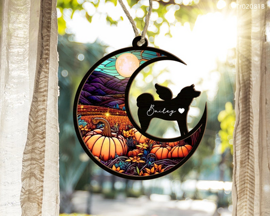 Memorial Gift Loss of Dog, Custom Dog Sun Catcher, Dog Memorial Ornament, Personalized Pet Suncatcher OA0052