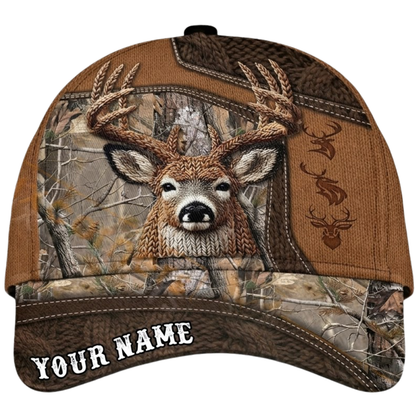 Custom Buck Deer Baseball 3D Printed Cap, Personalized Deer Hunting Hat CP0613