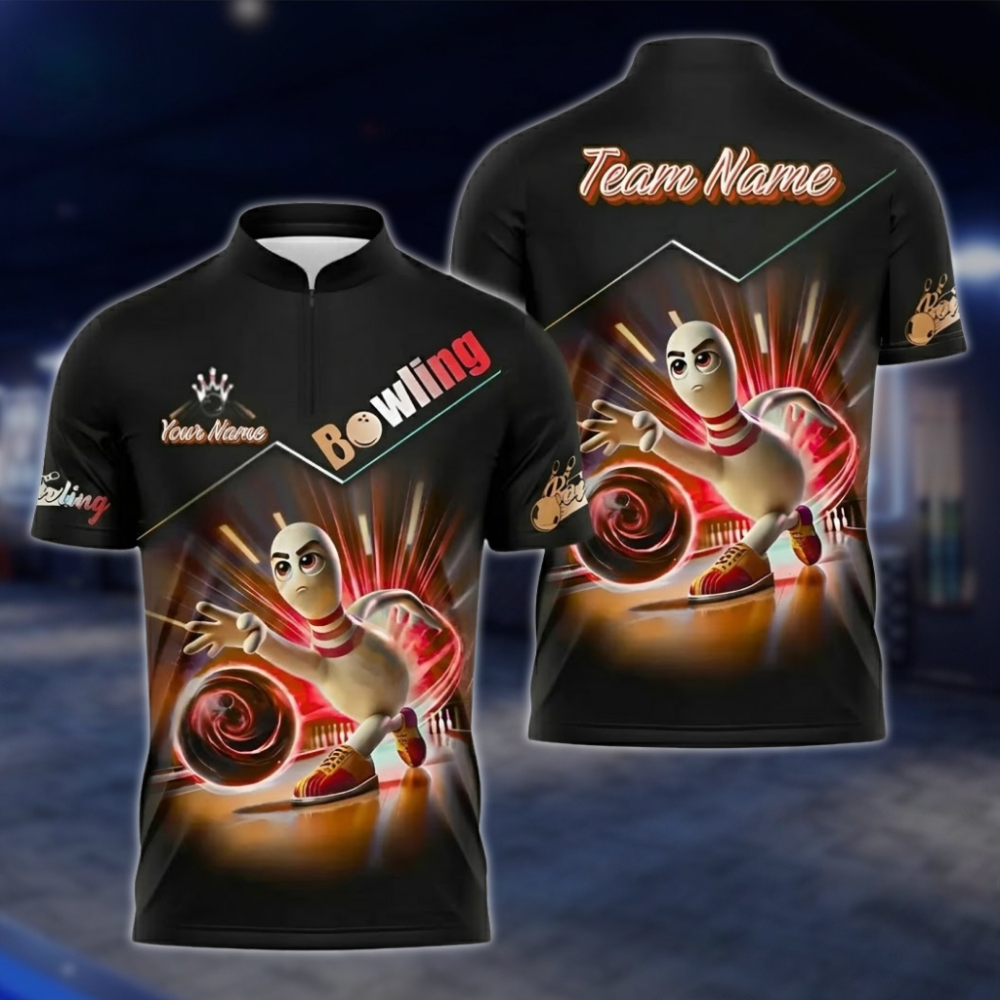 Custom Pin Funny Blue Black Bowling Jersey Shirts Mens, Custom Funny Bowling Team Shirts BZ1085