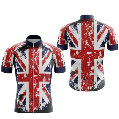 United Kingdom Flag Cycling Short Sleeve Jersey Mens, Patriotic United Kingdom Cycling Jersey CG0834