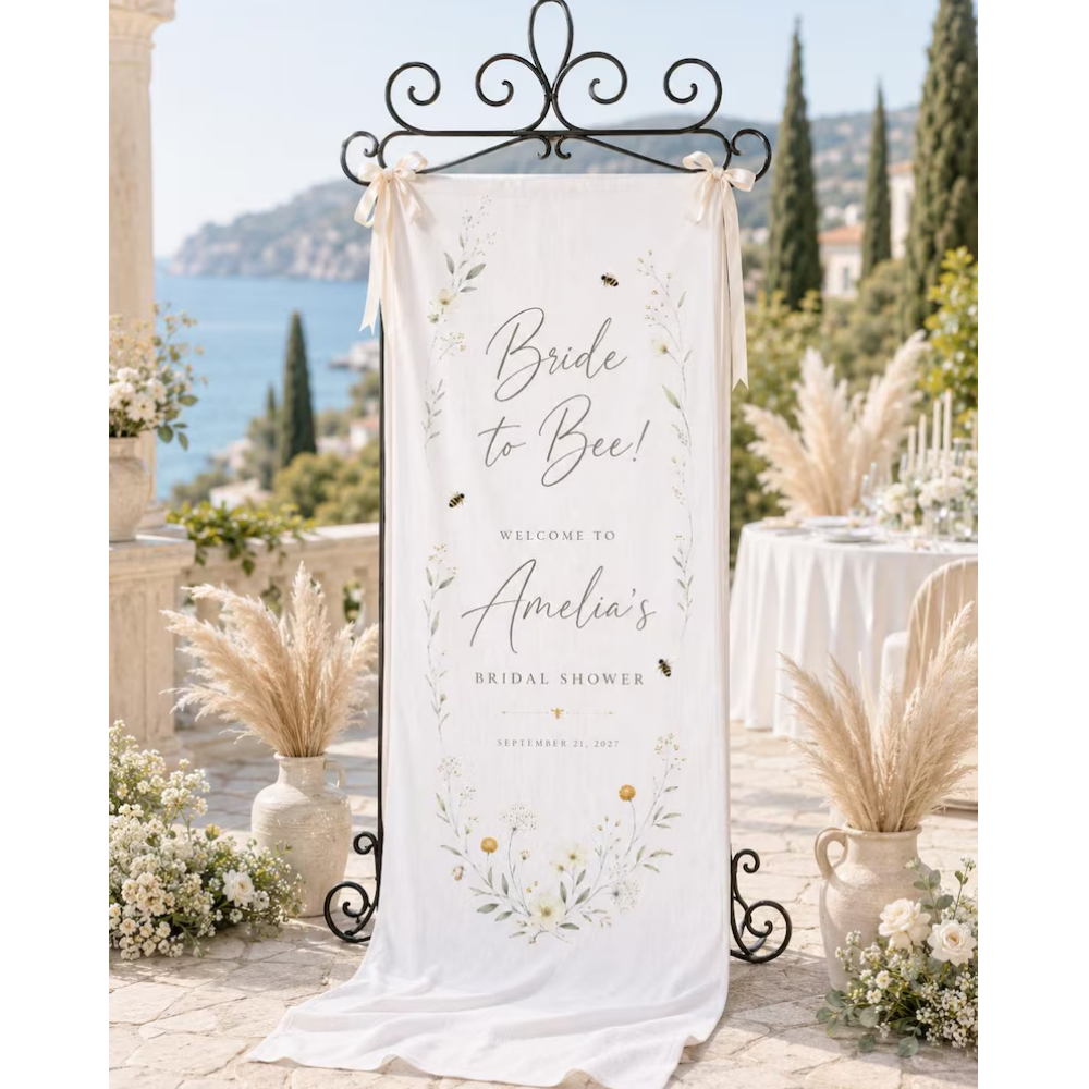 Bridal To Bee Custom Bridal Shower Fabric Welcome Banner, Custom Bridal Party Welcome Sign WD0484