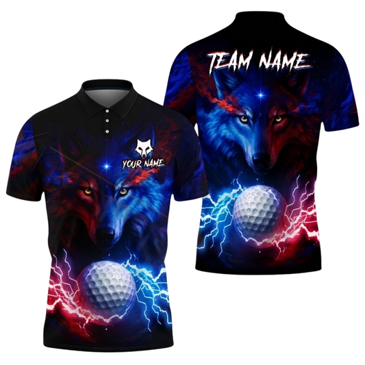 Wolf Golf Ball Custom Mens Golf Polo Shirt, Custom Wolf Golf Team Shirt GZ0327