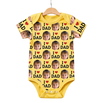 Custom I Love Baby Face Bodysuit, Custom Photo Baby Bodysuit BB0311