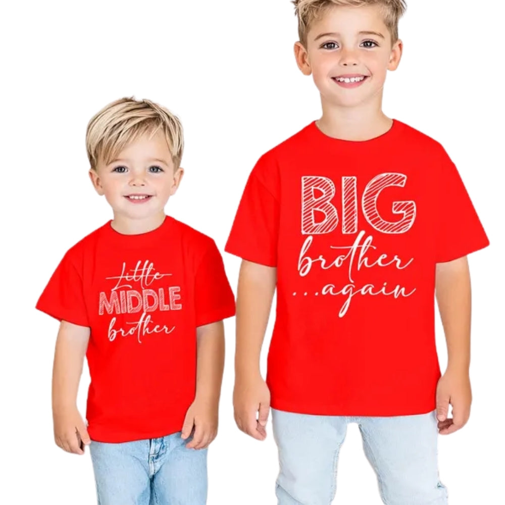 Big Brother Again Little Middle Brother Matching Baby Announcement T Shirt For Siblings, Pregnancy Announcement Matching Family Shirts ET0224