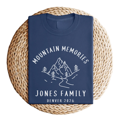 Moutain Memories Custom Camping Family Matching T Shirts, Personalized Camping Vacation Family Shirts ET1236
