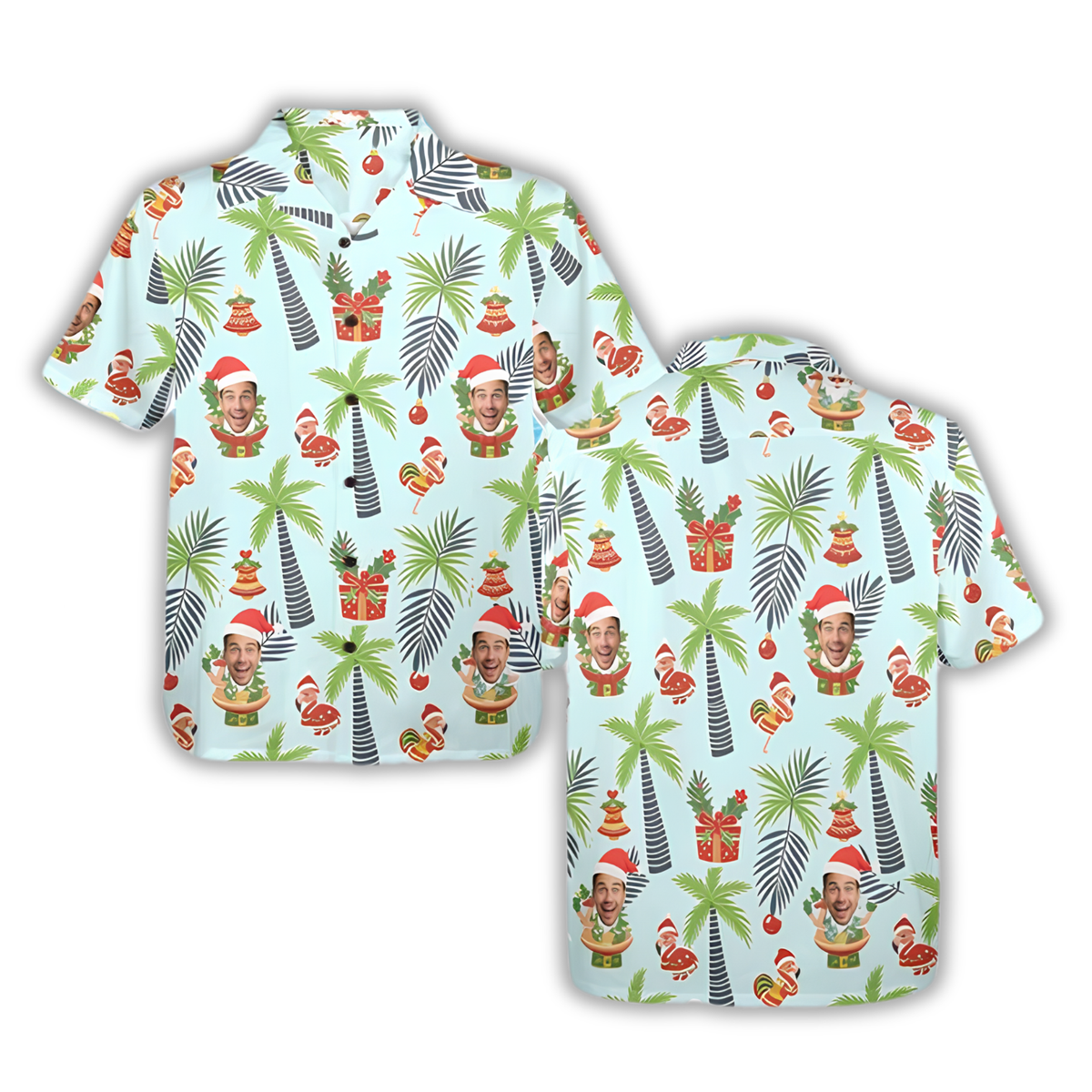 Custom Photo Christmas Tropical Hawaiian Shirt For Men Women, Custom Funny Faces Christmas Hawaiian Shirt HE0880
