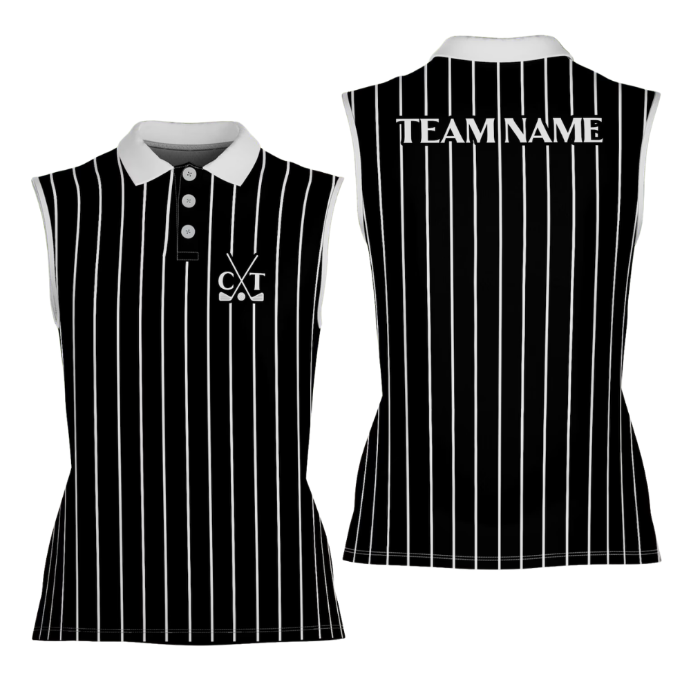 Custom Green Pink Womens Sleeveless Golf Shirt, Custom Team Golf Shirt For Women GE0571