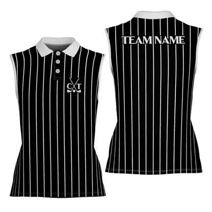 Custom Green Pink Womens Sleeveless Golf Shirt, Custom Team Golf Shirt For Women GE0571
