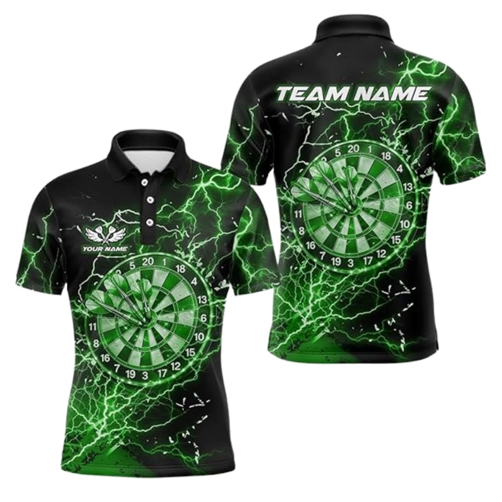 Custom Thunder Black Pink Darts Polo Shirt For Men, Custom Thunder Darts Team Shirts DZ0075