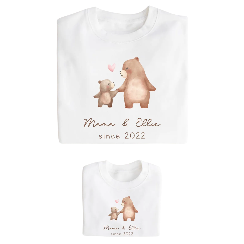 Personalized Mama And Baby Bear Sweatshirt Matching, Custom Mommy And Baby Sweatshirt For Father Day ET1442