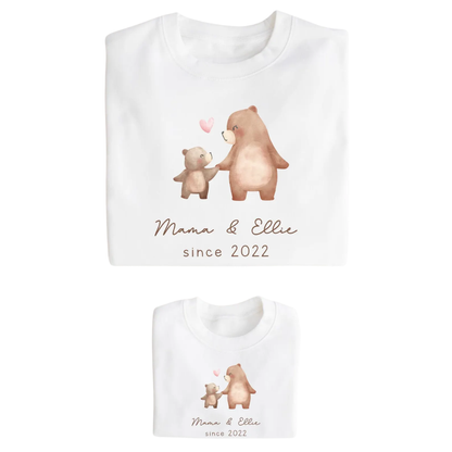 Personalized Mama And Baby Bear Sweatshirt Matching, Custom Mommy And Baby Sweatshirt For Father Day ET1442