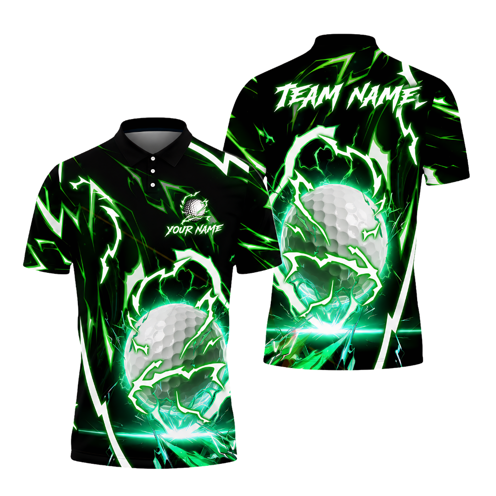 Custom Golf Ball Thunder Lightning Golf Polo Shirt Men, Custom Thunder Golf Team Shirts GZ0272