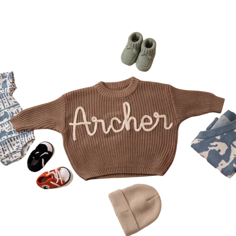 Custom Embroidered Name Baby Knit Sweater, Personalized Baby Knit Sweatshirt BB0128