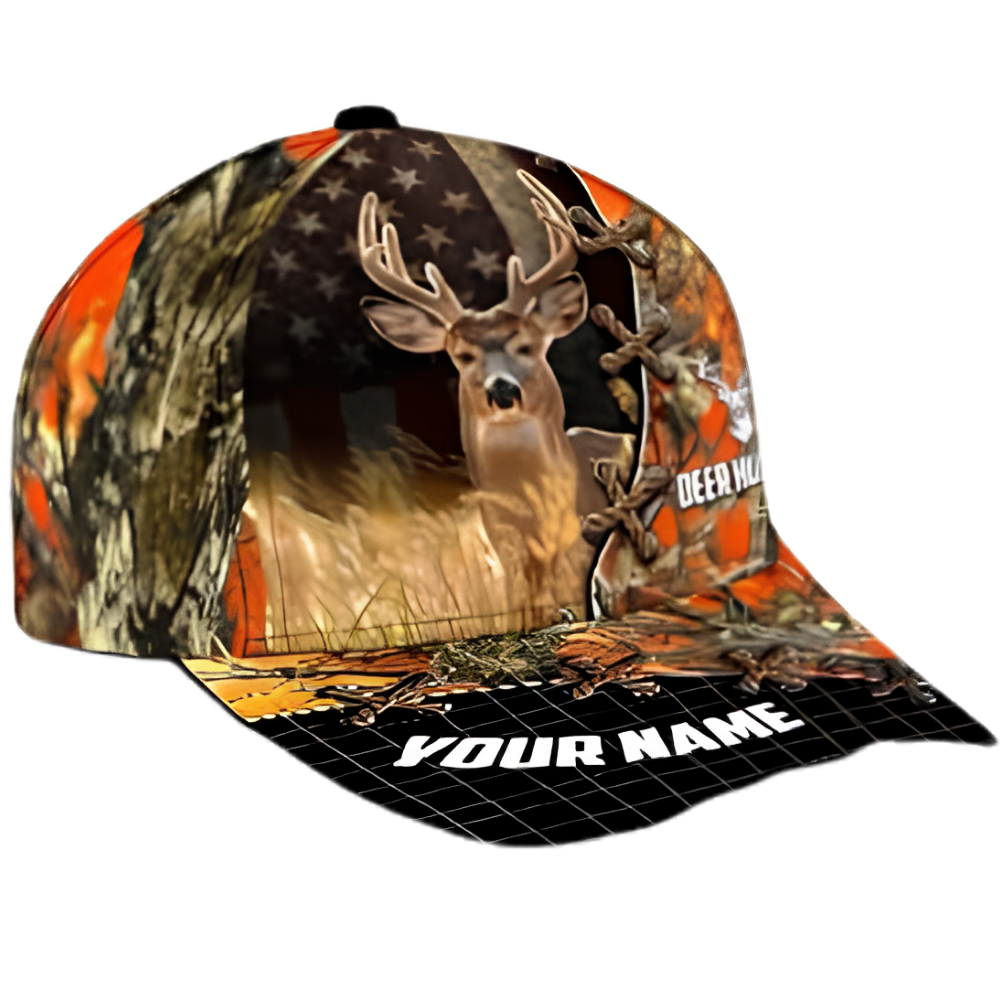 Custom Deer Hunting 3D Baseball Caps For Hunters, Custom Deer Hunting Caps Hats CP0526