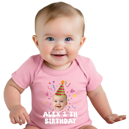 Custom Photo Birthday 1st Matching Family T Shirt, Personalized Photo First Birthday Family Shirts ET1162