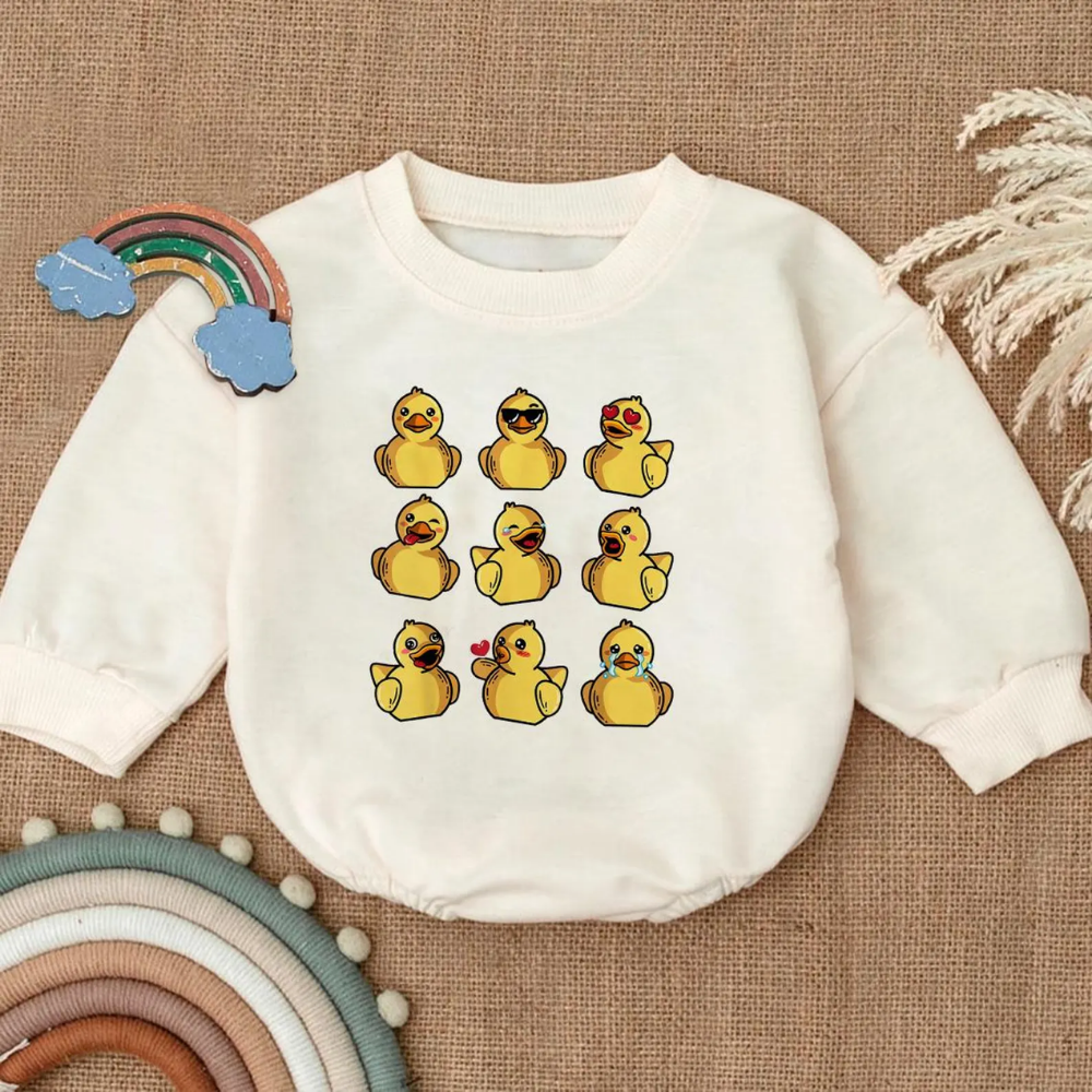 Fun Rubber Duck Baby Romper Sweatshirt, Duck Lover Baby Romper Sweatshirt BB0109