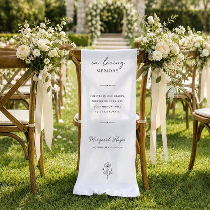 Mother Of The Groom In Loving Memory Custom Wedding Chair Sign, Custom Memorial Chair Sign For Wedding WD0328
