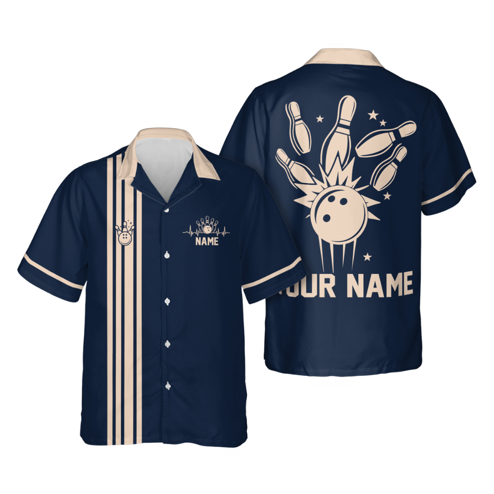 Custom Vintage Pink Bowling Hawaiian Shirts For Women, Custom Vintage Bowling Womens Shirts HB0202