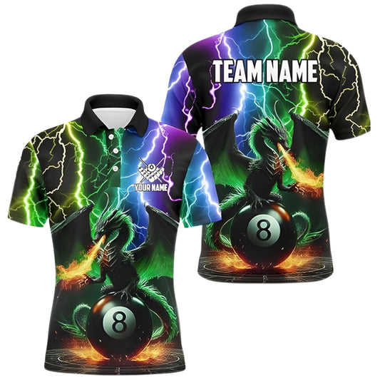 Custom Dragon Thunder 8 Ball Billiard Polo Shirt Mens, Custom Dragon Billiard Team Shirts BIZ0227