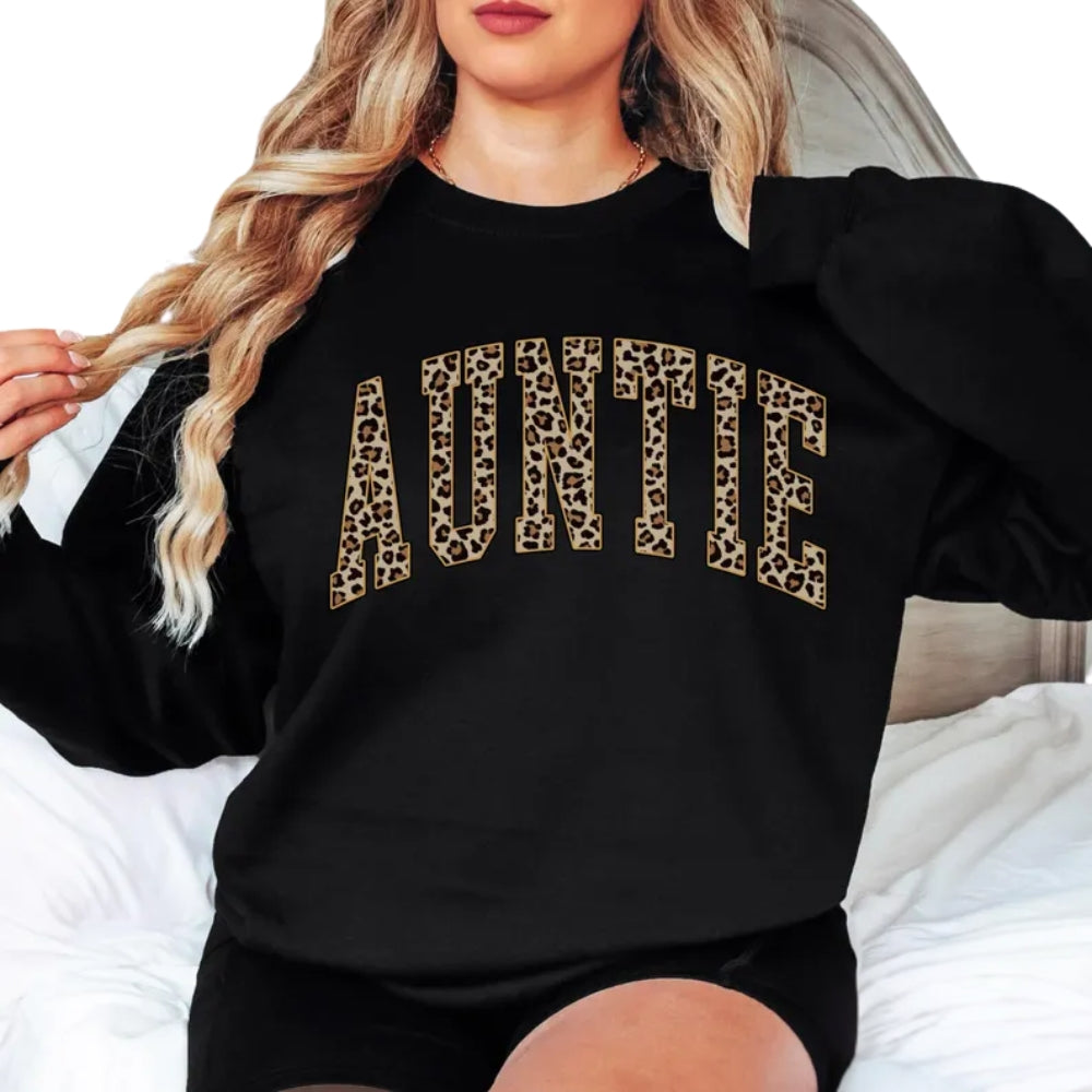 Leopard Auntie Sweatshirt, New Aunt Sweatshirt 2D0415