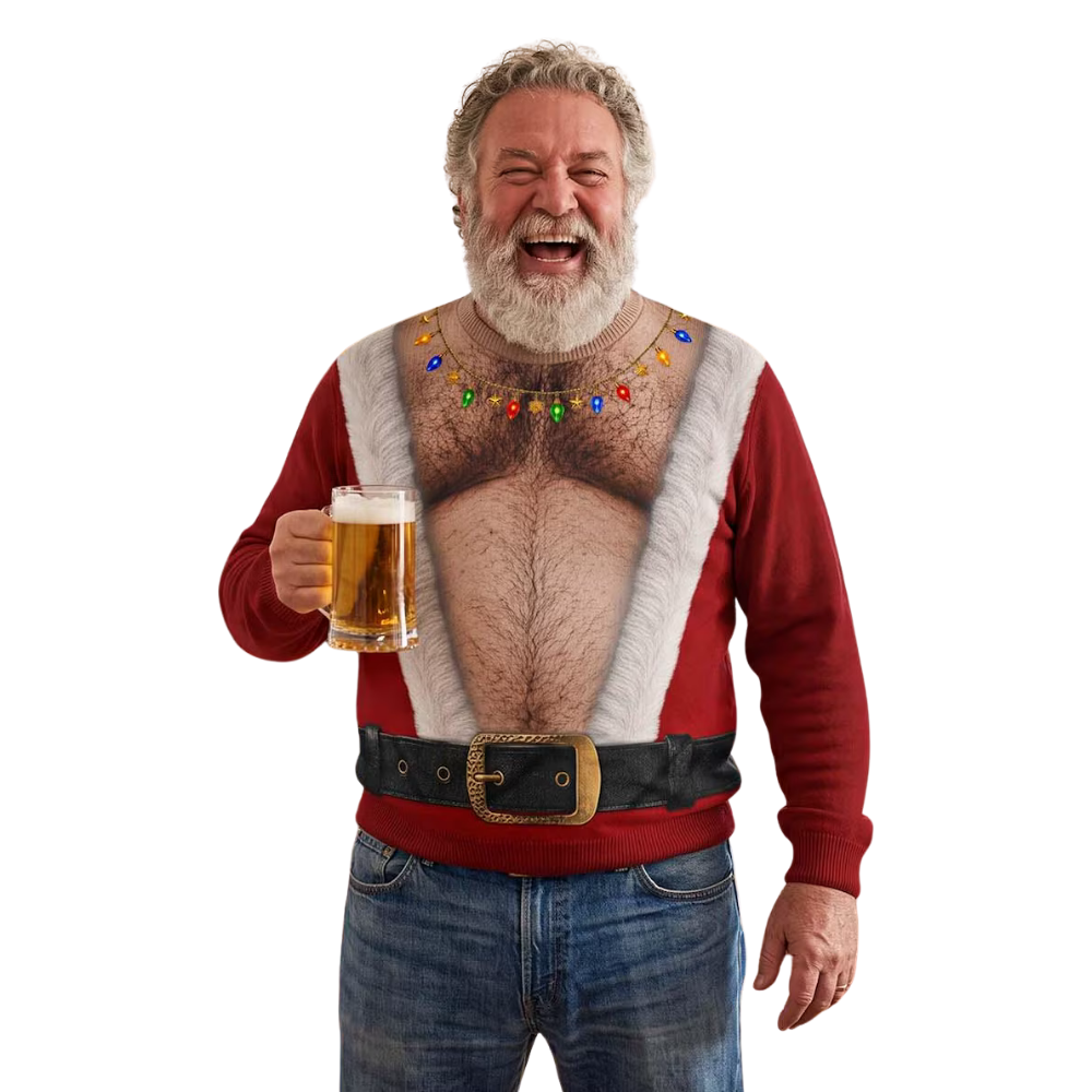 Fat Belly Santa Christmas Ugly Sweatshirt For Men, Funny Christmas Sweater 3D Printed 2D1181