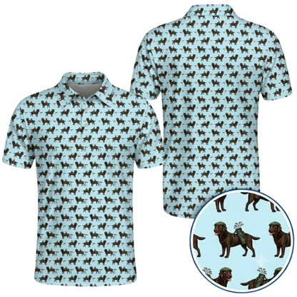 Mens Chocolate Labrador Golf Polo Shirt, Labrador Dog Golf Shirt GZ0384