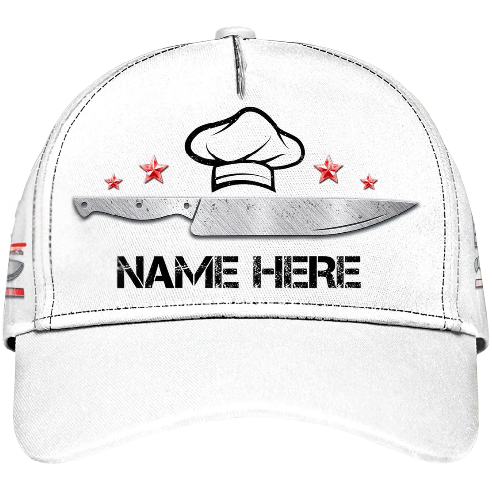 Personalized Chef White Basbeball Cap, Custom Chef 3D Printed Hat CP0633