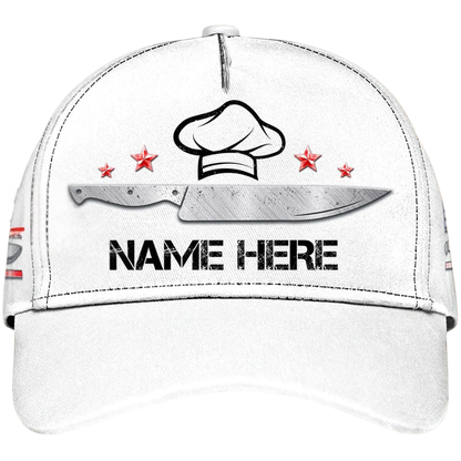 Personalized Chef White Basbeball Cap, Custom Chef 3D Printed Hat CP0633
