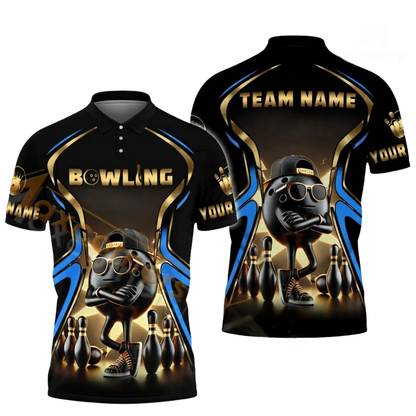 Custom Men's Orange And Gold Bowling Polo Shirts, Custom Team Bowling Shirts BZ0588