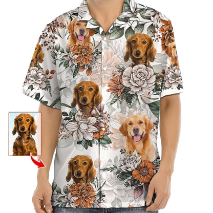 Custom Dog Photo Floral Hawaiian Shirt For Men Women, Custom Pet Photo Tropical Hawaiian Shirts HE0488