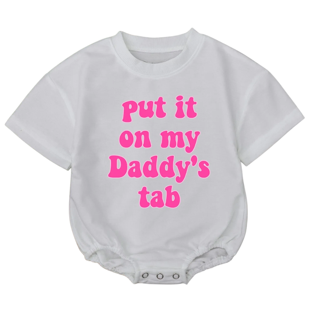 Put It On Daddy’s Tab Baby T Shirt Bubble Romper, Funny Father Baby Romper BB0302