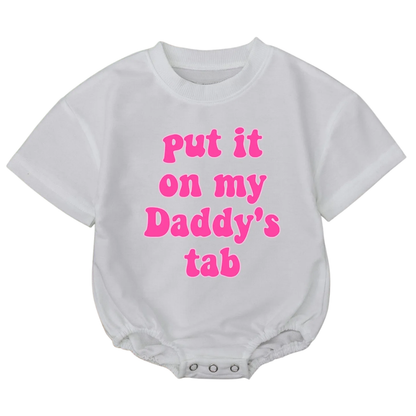 Put It On Daddy’s Tab Baby T Shirt Bubble Romper, Funny Father Baby Romper BB0302