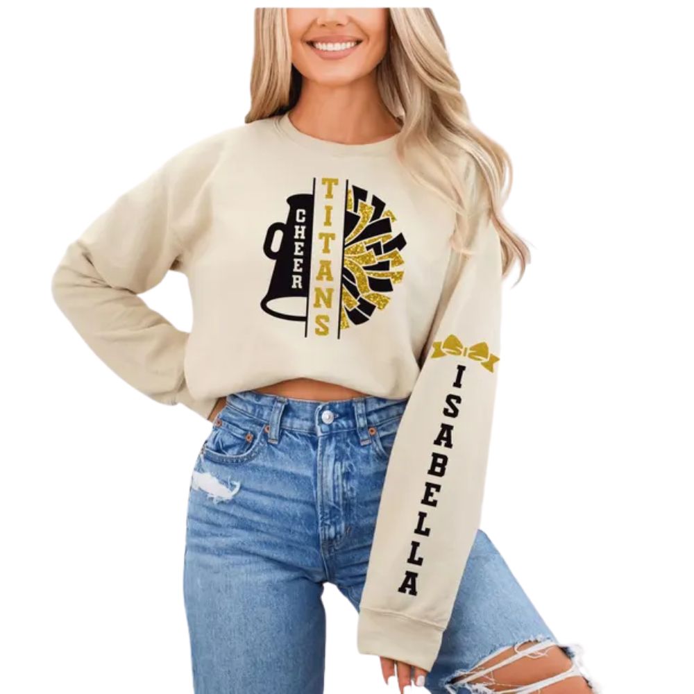 Custom Cheer Team Glitter Sweatshirts, Custom Cheer Sweatshirts With Bling 2D0010