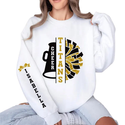 Custom Cheer Team Glitter Sweatshirts, Custom Cheer Sweatshirts With Bling 2D0010