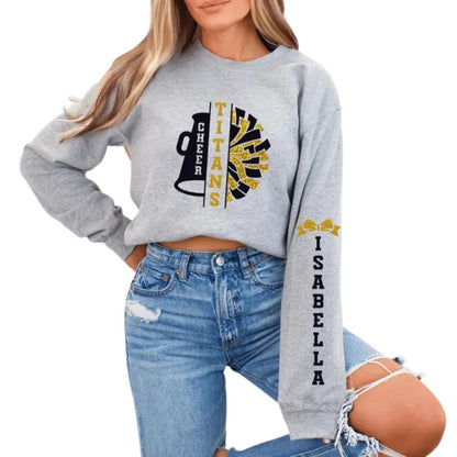 Custom Cheer Team Glitter Sweatshirts, Custom Cheer Sweatshirts With Bling 2D0010