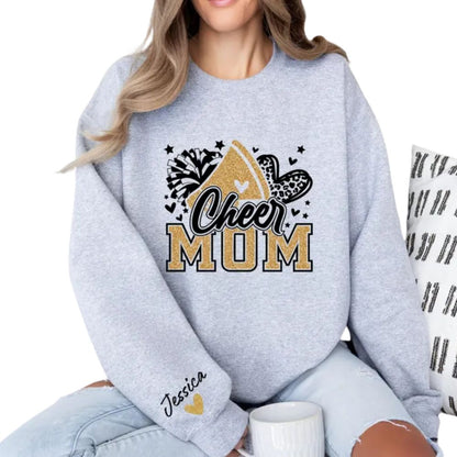 Custom Cheer Mom Glitter Sweatshirts, Custom Bling Cheer Mom Shirt 2D0012