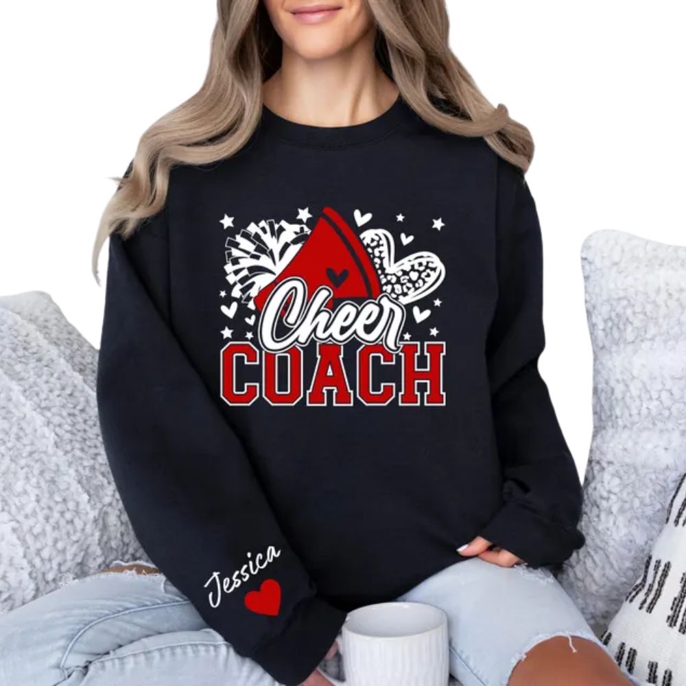 Custom Women Cheer Coach Sweatshirt, Custom Cheerleading Coach Shirt 2D0013
