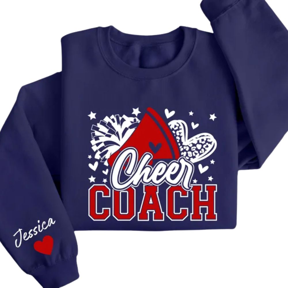 Custom Women Cheer Coach Sweatshirt, Custom Cheerleading Coach Shirt 2D0013