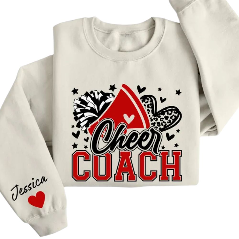 Custom Women Cheer Coach Sweatshirt, Custom Cheerleading Coach Shirt 2D0013
