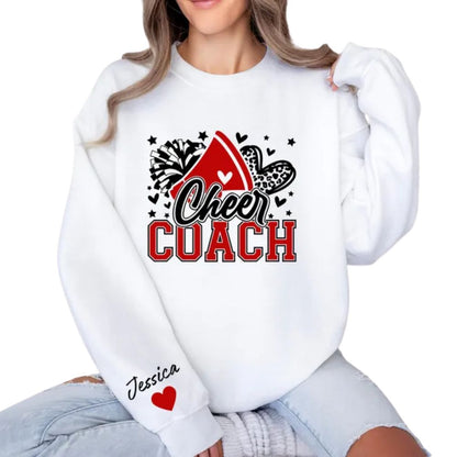 Custom Women Cheer Coach Sweatshirt, Custom Cheerleading Coach Shirt 2D0013