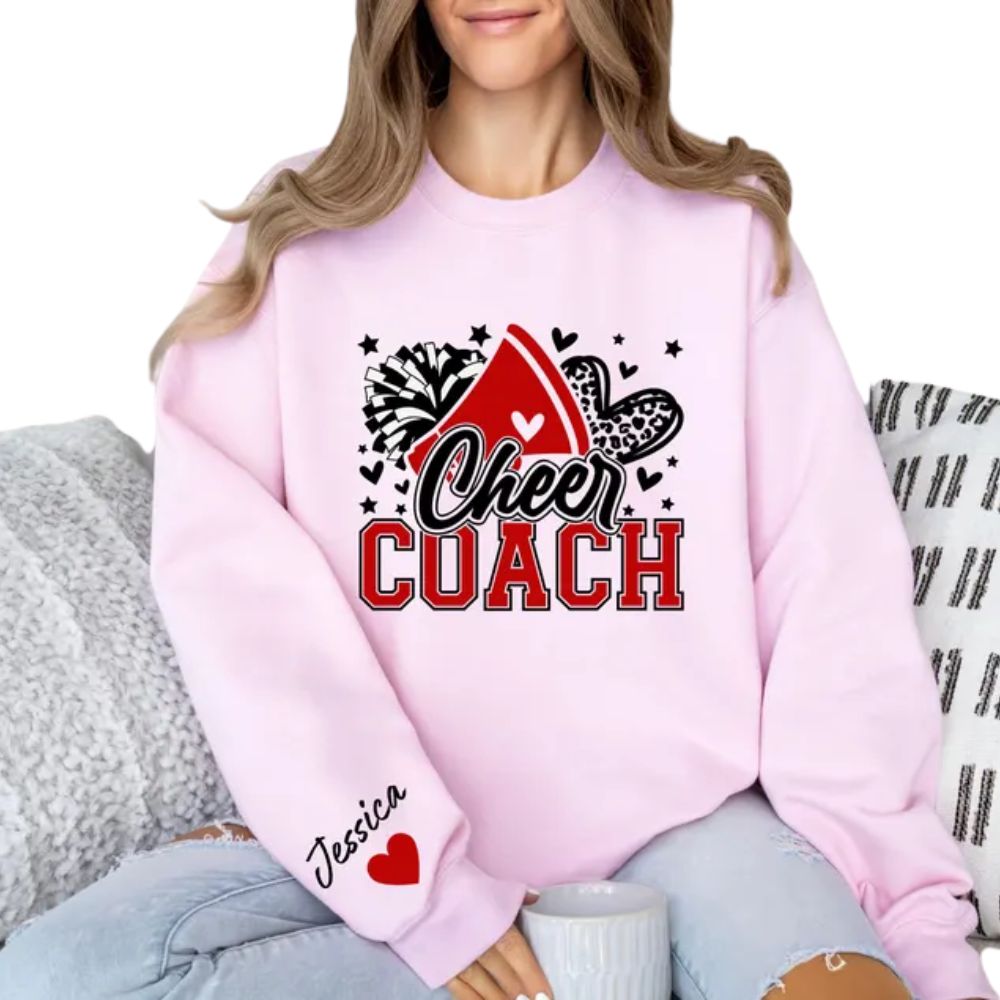 Custom Women Cheer Coach Sweatshirt, Custom Cheerleading Coach Shirt 2D0013