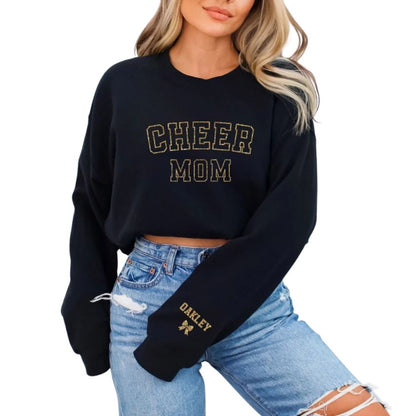 Custom Glitter Cheer Mom Sweatshirts, Custom Proud Cheer Mom Shirt 2D0016