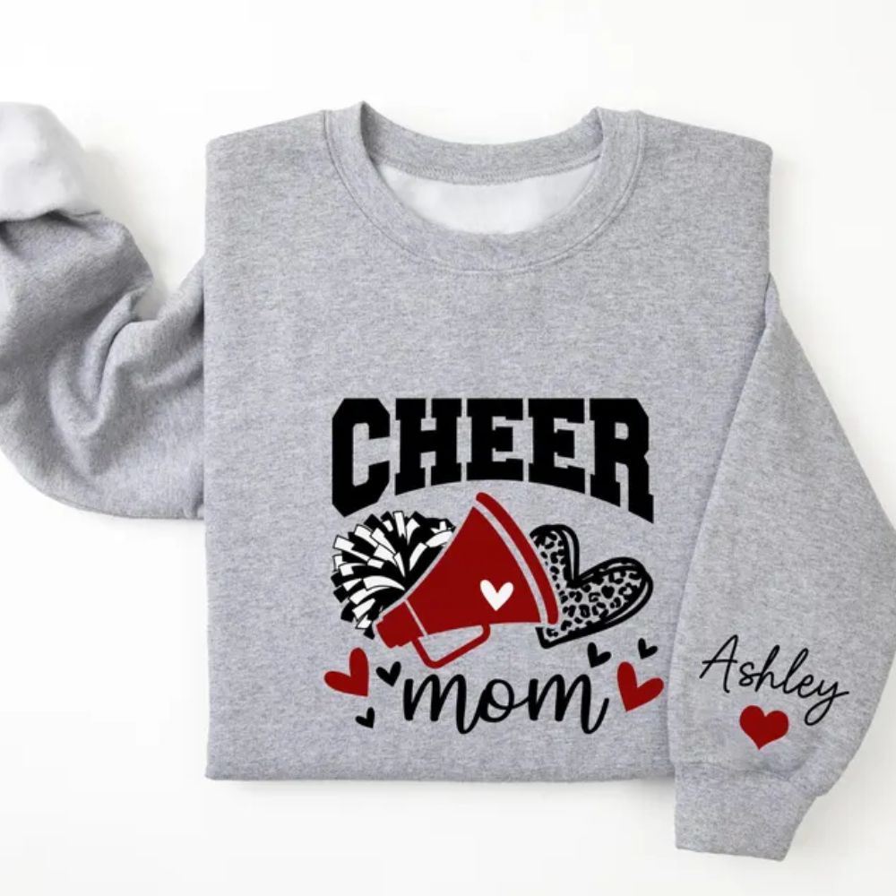 Custom Black Cheer Mom Sweatshirt, Custom Cheer Sweatshirts 2D0018