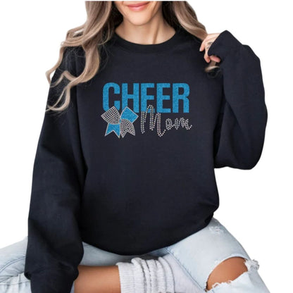 Custom Glitter Cheer Mom Sweatshirt, Custom Bling Cheer Mom Shirts 2D0023