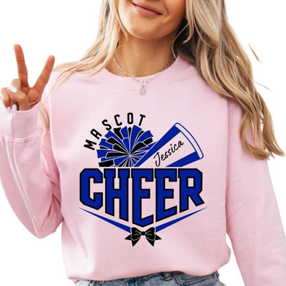Custom Pink Cheer Mascot Sweatshirt, Custom Cheerleading Sweatshirts 2D0024