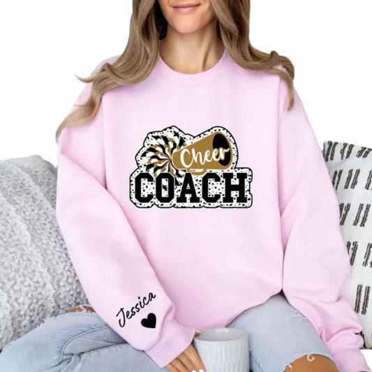 Custom Pink Cheer Coach Sweatshirts, Custom Cheer Coach Sweatshirt 2D0027
