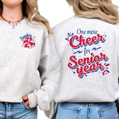 One More Cheer For Senior Year Custom Cheer Sweaters, Custom Senior Cheer Sweatshirt 2D0030